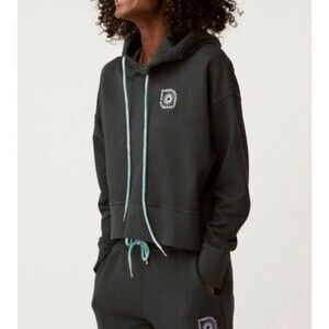 Daydreamer Vintage Black LA Shrunked Eye Cropped Hoodie Size Small